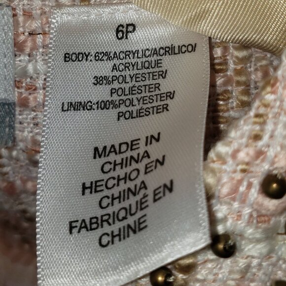 Alfred Dunner Petite Peach Embellished Collar Tweed Jacket - 6P - Picture 6 of 6